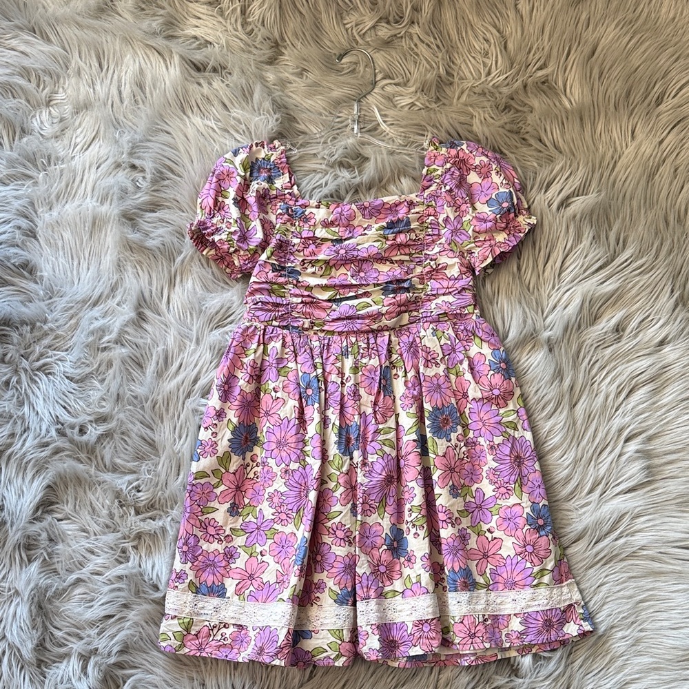 Joie Pink Multi Floral Puff-Sleeve Dress